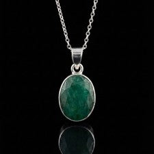 Collar colgante de plata de ley 925 con piedras preciosas de esmeralda de corte ovalado para dama regalo