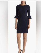 Vestido Vaina Mujer Donna Morgan Negro Manga Campana Talla 6 Nuevo Con Etiquetas
