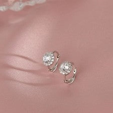 Mini Pendientes Plata 925 Real - Pequeños Criollos con Circonitas Redondas, Elegantes