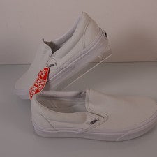 Vans Clásicos Zapatos de Lona Sin Cordones Unisex Hombres Mujeres Blanco Verdadero Talla 8M 9.5W Nuevos
