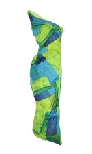 Moda Vestido Nova Para Mujer Pequeño Verde Azul Malla Lola Maxi Un Hombro Acanalado