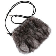 Bolso de mano pequeño de hombro de piel de zorro genuino para mujer de moda