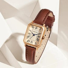 Relojes informales de pulsera de cuero pu cuadrado reloj de moda de calidad.