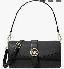 Bolso de Hombro Michael Kors Greenwich Cuero Saffiano - Negro Nuevo con Etiquetas