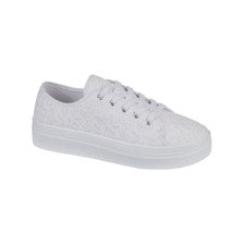 Nuevo Mujer Con Cordones Lona Floral Damas Lona Plataforma Entrenadores Tenis Zapatos