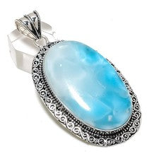 Colgante de plata de ley 925 hecho a mano con piedras preciosas Republic Larimar 2,80" k375
