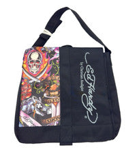Ed Hardy Bolso Mensajero Calavera Tatuaje Gráfico Y2K Christian Audigier Gótico Punk NUEVO