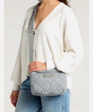 Bolso Bandolera Marc Jacobs Acolchado Nylon Ligero Squishy Gris Roca Nuevo $195