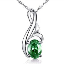 Collar colgante real de plata de ley 925 creado con esmeralda joyería regalo para ella
