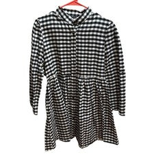 Mini Camisa Vestido Pequeño FANCYINN Mujer Negro Blanco Guinga Cuadros Abotonados