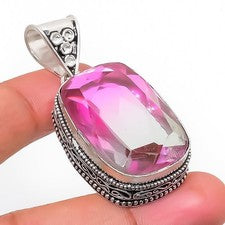 Colgante de joyería de plata esterlina 925 hecho a mano con piedras preciosas...