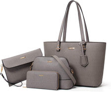 Conjunto de 4 piezas de mano de moda para mujer: colección de bolso, bolso de hombro y monedero