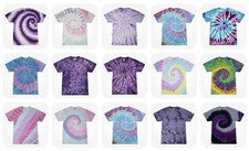 Camiseta Colortone Púrpura Tie Dye Multi Estilo Adulto S-5XL 100% Algodón Camiseta en Blanco