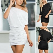 Vestido mujer verano minivestido moda liso ocio sin hombros