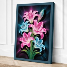 Lirios luminosos impresión en lienzo moderno arte de pared decoración del hogar listo para colgar
