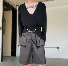 Hombres Moda Verano Juventud Metal Cadena Decoración Punk Gótico Suelto Negro Pantalón Corto DC