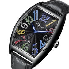 Reloj pulsera calendario rectangular correa de cuero reloj de moda de cuarzo para hombre CHENXI