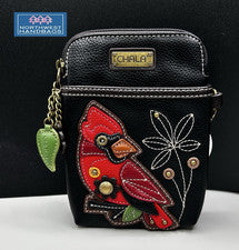 BOLSO BANDOLERA BOLSO CHALA NEGRO CARDINAL BIRD CELULAR