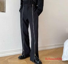 Hombres Pantalones con Cremallera Moda Punk Gótico Juvenil Informal Fiesta Pantalones Negros