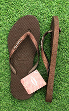 Chanclas delgadas marrones brillantes brillantes Havainas brillantes correas delgadas TODAS LAS TALLAS