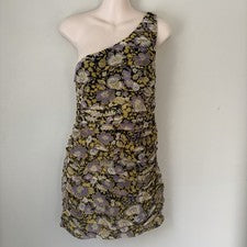 Mini Vestido ZARA Un Hombro Estampado Floral Acanalado Nuevo con Etiquetas