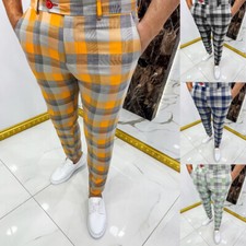 Pantalones largos informales a rayas para hombre oficina calce ajustado negocios moda pantalones ajustados