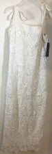 Vestido Nova de moda para mujer blanco forrado de encaje grande sin mangas