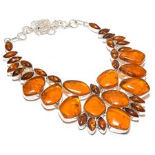 Collar Joyería Plata Esterlina 925 Piedras Preciosas Ámbar Báltico 18" X-Mas Regalo U775