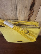 Nine West - Bolso Bandolera Amarillo Triple Compartimento Forro Interior Leopardo NUEVO