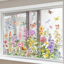 Pegatina PVC Estática Adhesiva Flor Mariposa 60x30cm para Decoración Hogar Moderna