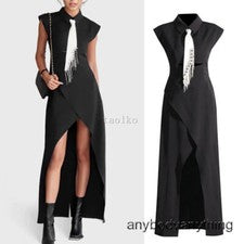 Vestidos estilo occidental para mujer sin mangas asimétrico dobladillo medio largo cremallera trasera talla