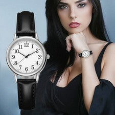 Relojes de pulsera para dama, reloj de cuarzo analógico con correa de cuero, fácil lectura impermeable