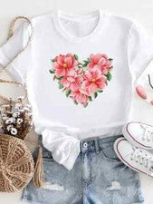 2023 Hot Love Corazón Gráfico Moda Mujer Camiseta Verano Estampado Camiseta Camiseta Camiseta F