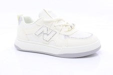 Zapatillas informales con cordones Smart Comfort blancas grises brillantes diamantes perlas