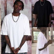 Camiseta deportiva lisa de gran tamaño manga corta hip hop informal de calle para hombre