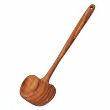 Volteador de sartenes de madera ancho antiadherente espátula de madera duradera para freír