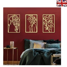 Juego de arte de pared floral abstracto de metal dorado - Tres piezas elegantes para el hogar