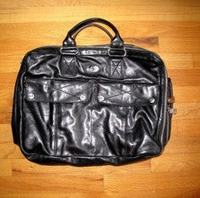 BOLSO DE NOCHE FRANCESCO BIASIA CUERO NEGRO CARTERA SE CONVIERTE EN MOCHILA NUEVO SIN ETIQUETAS