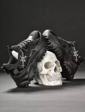 Mujer’s Negro Grueso Plataforma Entrenadores Calavera Gótico Alt Tenis Zapatos