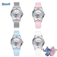 Reloj de pulsera Disney Stitch de cuarzo con diamantes para mujer Stitch de cuero con dibujos animados