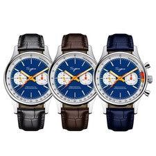 Reloj cronógrafo 40 mm Sugess Seagull 1963 cuello de cisne de ganso esfera azul