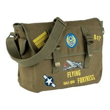 Bolso de hombro de lona con temática B-17 Flying Fortress del ejército de Estados Unidos - Olive Drab-WW2- algodón