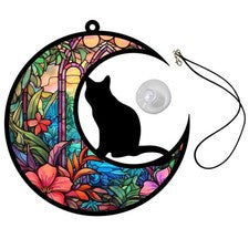 Juego de decoración de pared acrílico luna gato adorno colgante de pared para sala de estar del hogar