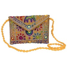 Cartera de trabajo con espejo bordado Rajasthani, carteras, bolso de mano par...