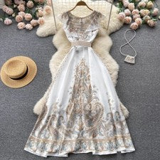 Maxi vestido de pasarela de diseñador de verano para mujer s-xxl