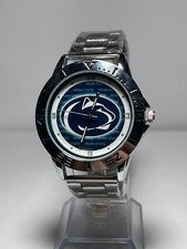 Reloj Penn State Nittany Lions NCAA Team Logo para hombre acero inoxidable plateado NUEVO