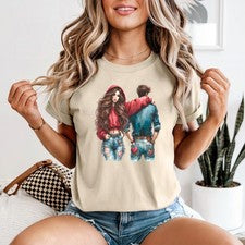 Camiseta estilo pareja de moda para mujer diseño romántico