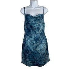 Vestido Urban Outfitters Talla S UO Mallory Capucha Cuello Sin Mangas Denim Jeans Estampado Para Mujer’s