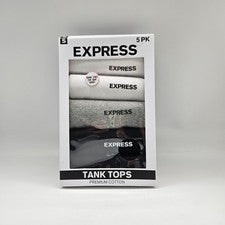 Paquete de 5 camisetas sin mangas EXPRESS para hombre S M L XL de algodón premium blancas negras grises