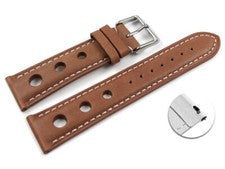 Correa de reloj de cambio rápido cuero auténtico Race marrón claro 18 mm 20 mm 22 mm